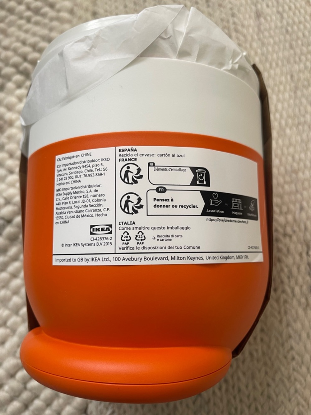 Ikea Orange/White Cat Container - Picture 7 of 10
